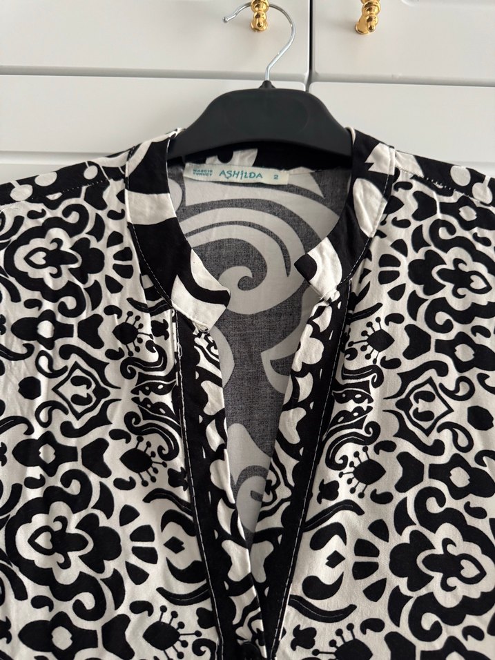 Bohem Siyah Desenli Uzun Kadın Elbise - Görsel 2