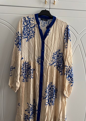 Mavi Desenli Uzun Bohem Kadın Elbise - Görsel 2