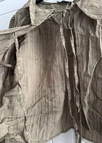 Bej Pamuklu Uzun Kollu Bohem Gömlek - Görsel 2