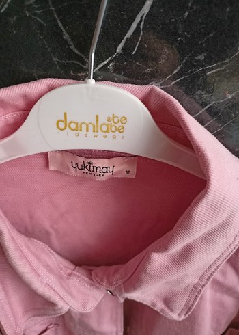 Düğmeli Pembe Kadın Denim Ceket - Görsel 2