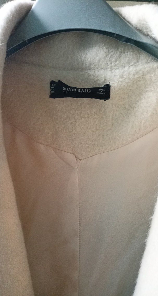 Beyaz Midi Kadın Kaban, Kürklü Detaylı - Görsel 2