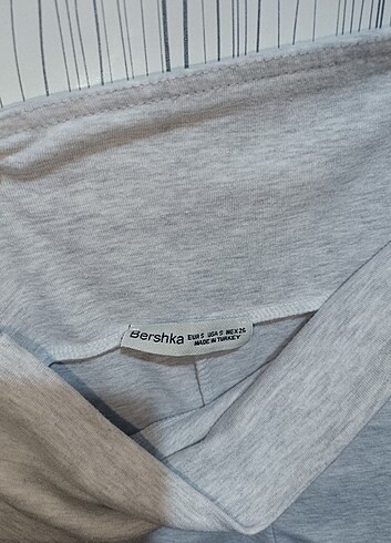 s Beden Bershka gri İspanyol paça tayt