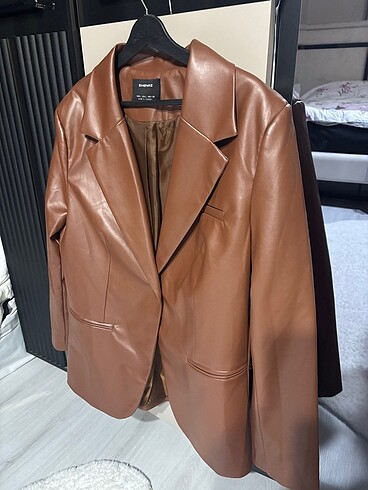 l Beden camel Renk Taba deri blazer