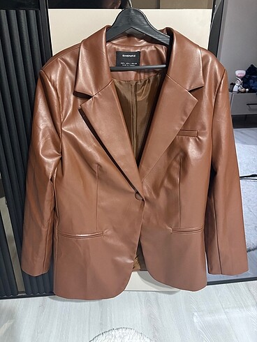 Diğer Taba deri blazer
