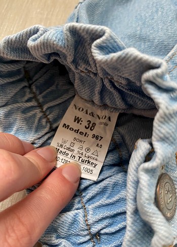 Düğmeli Beli Lastikli Mavi Mini Kot Şort - Görsel 5