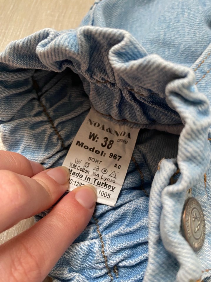 Düğmeli Beli Lastikli Mavi Mini Kot Şort - Görsel 5