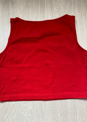 Kırmızı Kare Yaka Crop Kadın Atlet - Görsel 3