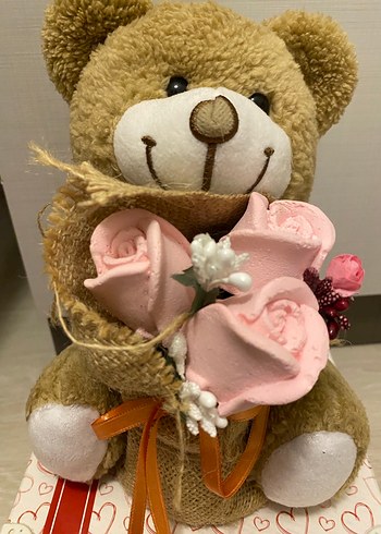 Pembe Çiçekli Peluş Ayıcık - Görsel 2