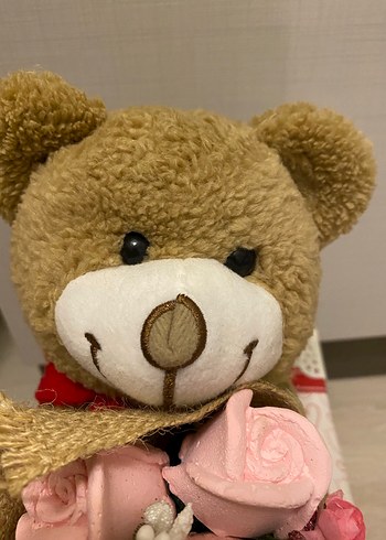 Pembe Çiçekli Peluş Ayıcık - Görsel 3