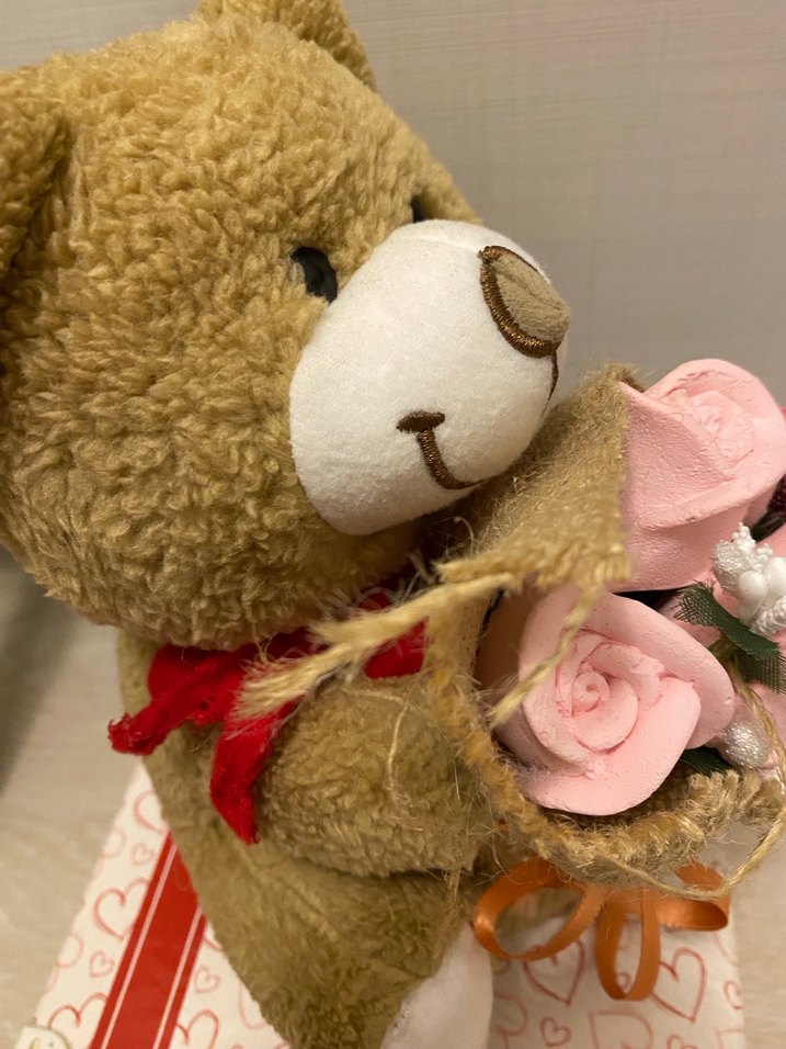 Pembe Çiçekli Peluş Ayıcık - Görsel 5