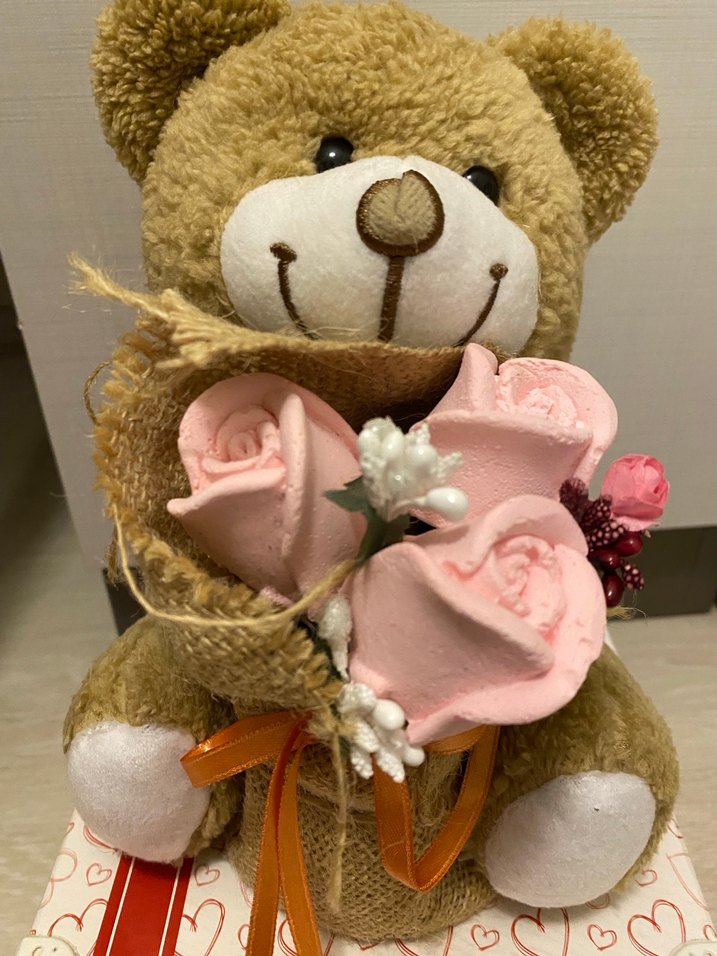 Pembe Çiçekli Peluş Ayıcık - Görsel 2