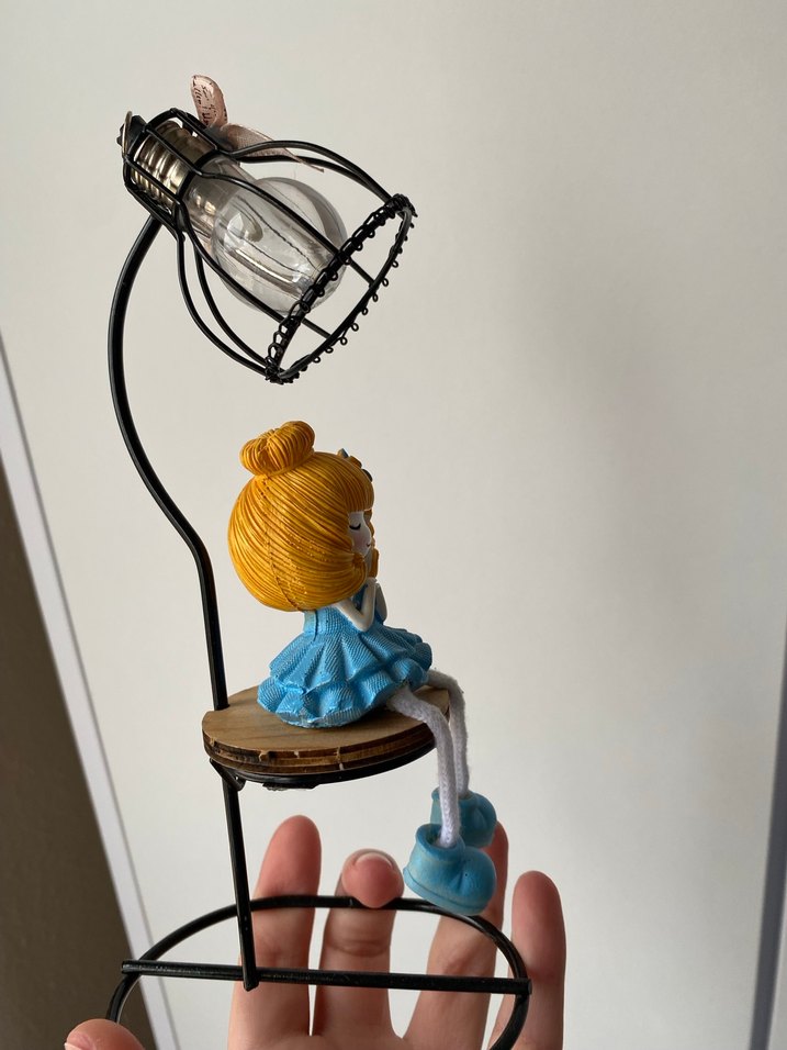 Işıklı Mavi Elbiseli Dekoratif Kız Biblosu - Görsel 2