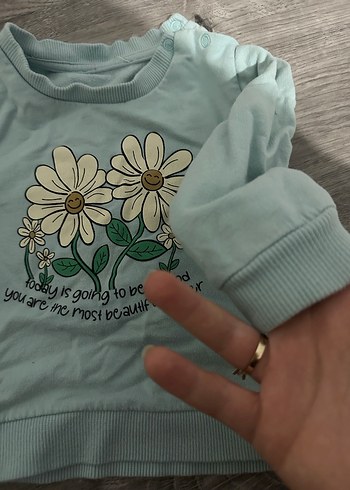 Kız Çocuk Yeşil Baskılı Sweatshirt - Görsel 4