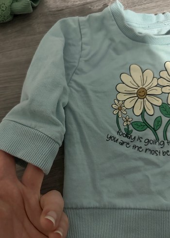 Kız Çocuk Yeşil Baskılı Sweatshirt - Görsel 5