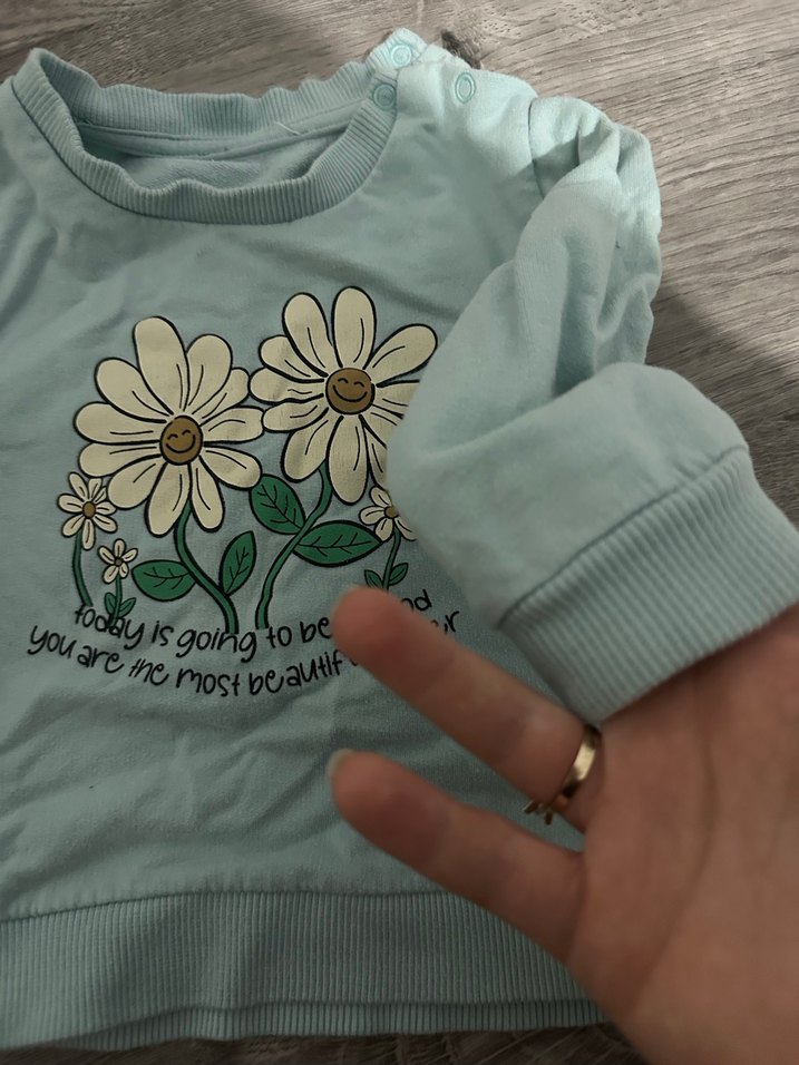 Kız Çocuk Yeşil Baskılı Sweatshirt - Görsel 4