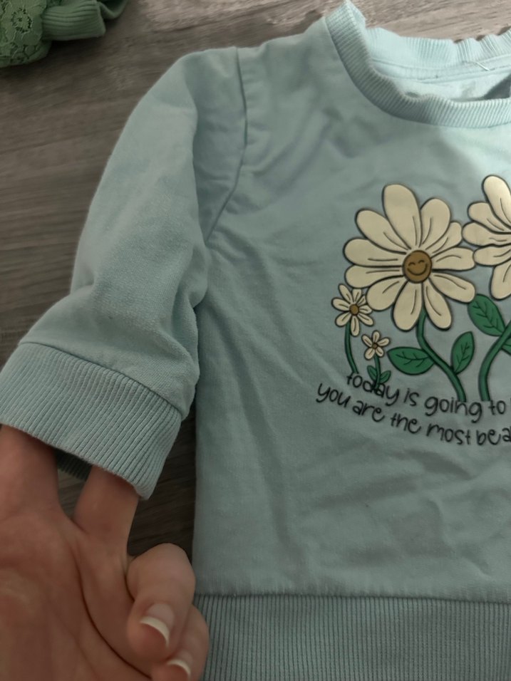 Kız Çocuk Yeşil Baskılı Sweatshirt - Görsel 5