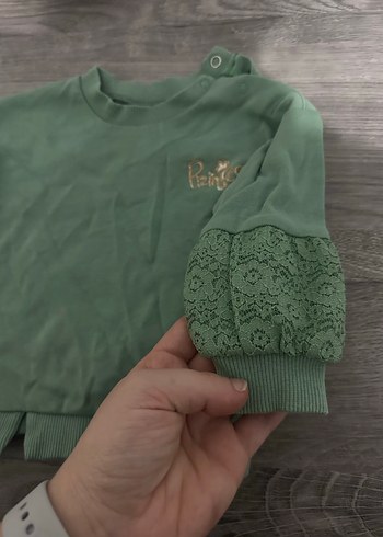 Kız Çocuk Gri Nakışlı Örgü Sweatshirt - Görsel 3