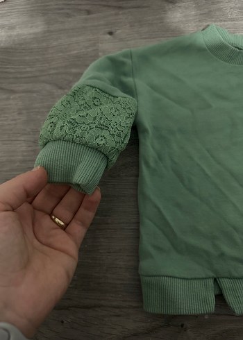 Kız Çocuk Gri Nakışlı Örgü Sweatshirt - Görsel 4