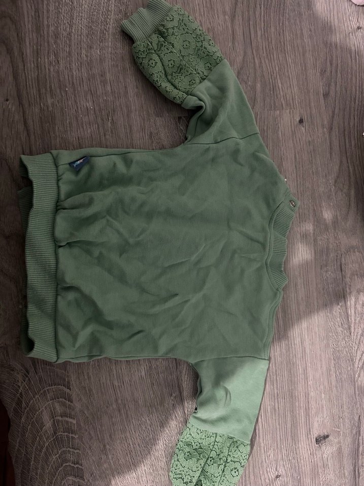 Kız Çocuk Gri Nakışlı Örgü Sweatshirt - Görsel 2