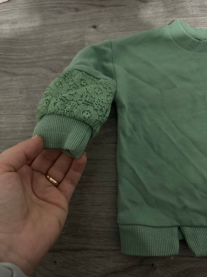 Kız Çocuk Gri Nakışlı Örgü Sweatshirt - Görsel 4