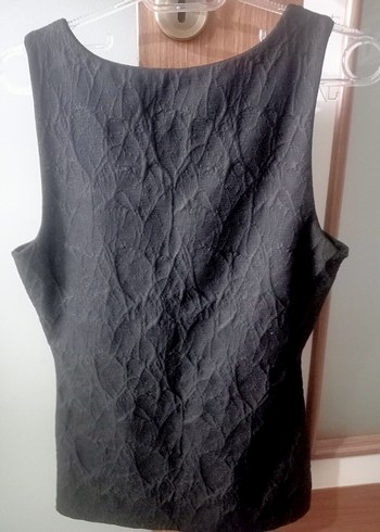 Deri gorunumlu V Yaka Siyah Kadın Bluz - Görsel 2