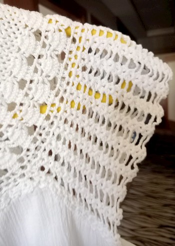 Beyaz Yakası el yapımı dantel Elbise - Görsel 6