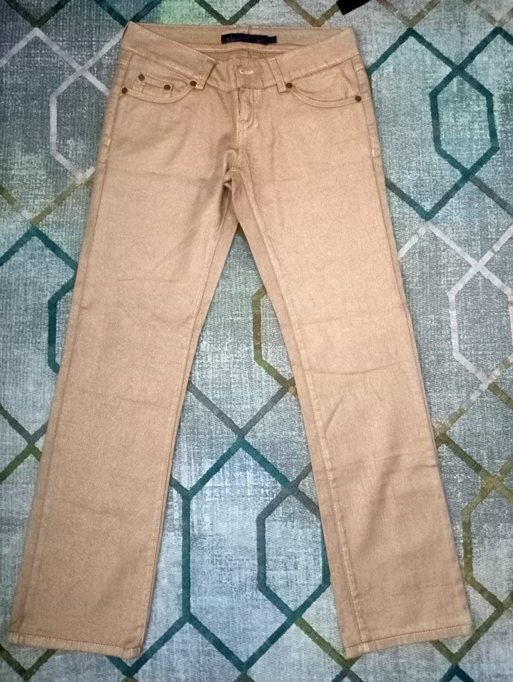 Gold Simli Şık Midi Kadın Kot Pantolon - Görsel 2