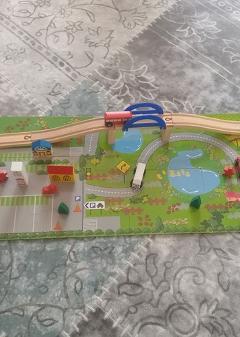 Renkli Ahşap Tren ve Oyun Seti