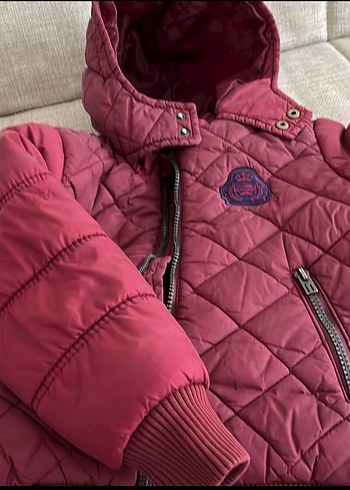Bordo Kapitone Nakışlı Fermuarlı erkek mont