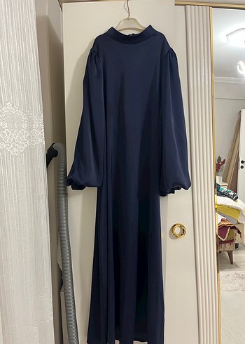 Lacivert Uzun Dökümlü Salaş Elbise - Görsel 3