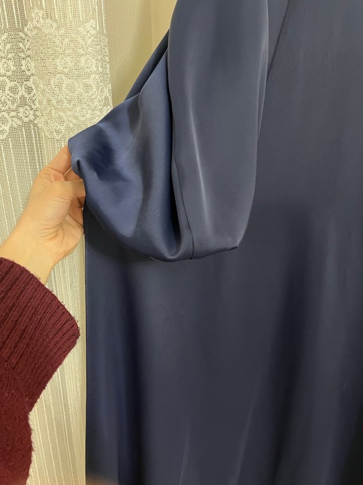 Lacivert Uzun Dökümlü Salaş Elbise - Görsel 2