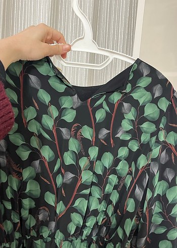 Kemerli Kamuflaj Desenli Uzun Kadın Elbise - Görsel 7