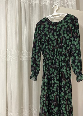 Kemerli Kamuflaj Desenli Uzun Kadın Elbise - Görsel 2