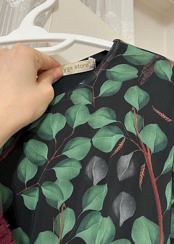 Kemerli Kamuflaj Desenli Uzun Kadın Elbise - Görsel 6