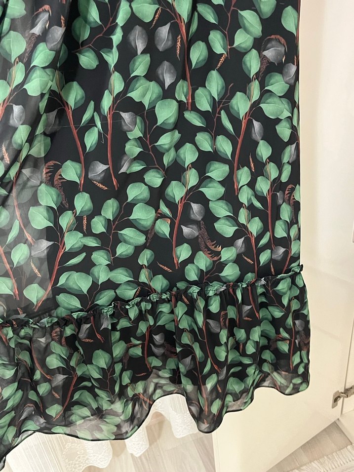 Kemerli Kamuflaj Desenli Uzun Kadın Elbise - Görsel 4