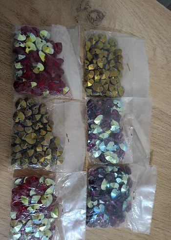 taş boncuk kalpli mor kırmızı kahve renklerinde - Görsel 2