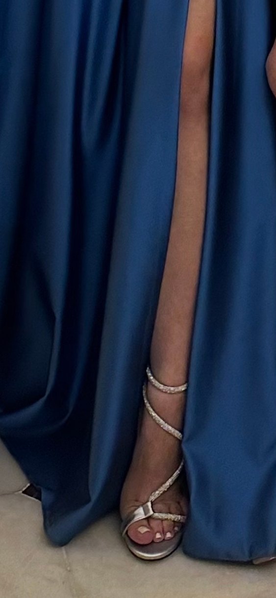 Gri Yılan Desenli İnce Topuklu Kadın Abiye Ayakkabı - Görsel 3