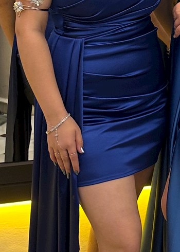 Saks Mavisi Mini Abiye Elbise - Görsel 2