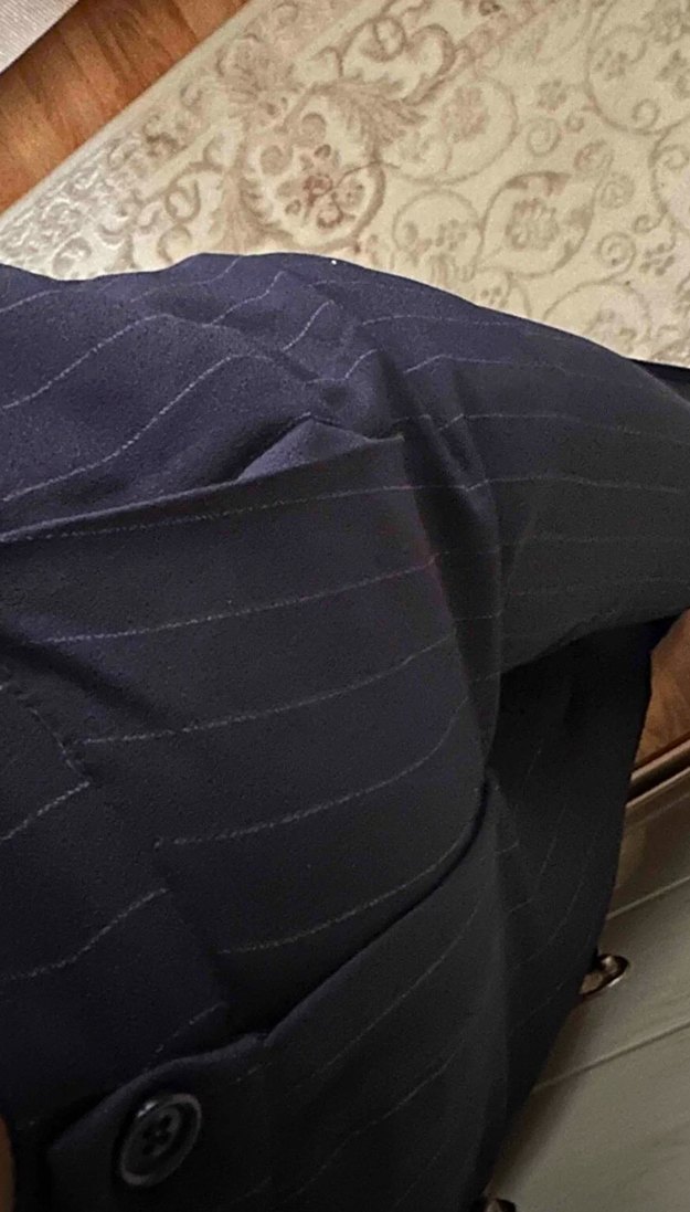 Lacivert çizgili Kadın Kumaş Pantolon - Görsel 2