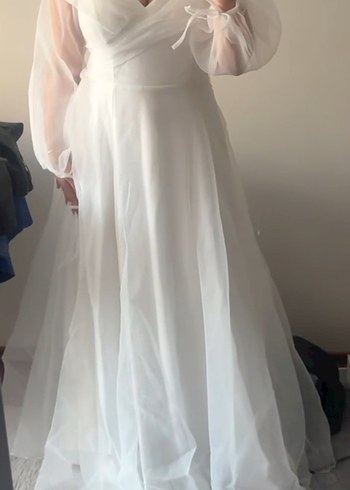 Uzun Beyaz  Bohem Gelinlik - Görsel 2