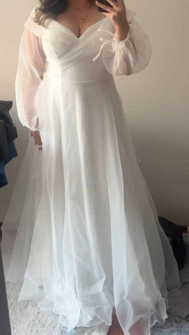 Uzun Beyaz  Bohem Gelinlik - Görsel 2