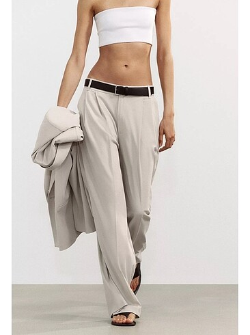 Zara kemerli çift pilili pantolon