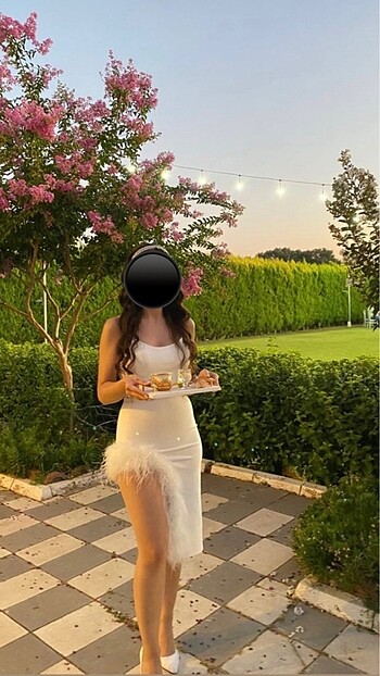 s Beden beyaz Renk beyaz tüylü elbise
