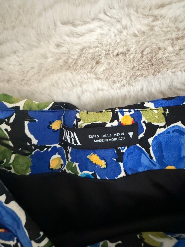 Koyu Mavi Çiçek Desenli etek - Görsel 3