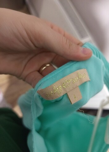 Turkuaz şifon elbise - Görsel 2