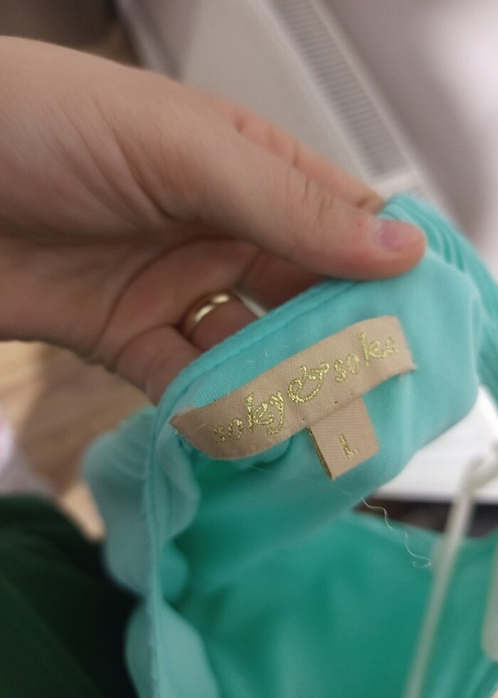 Turkuaz şifon elbise - Görsel 2