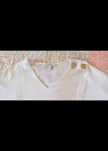 IPEKYOL Düğmeli Kısa Kollu Beyaz Hamile Bluzu - Görsel 2