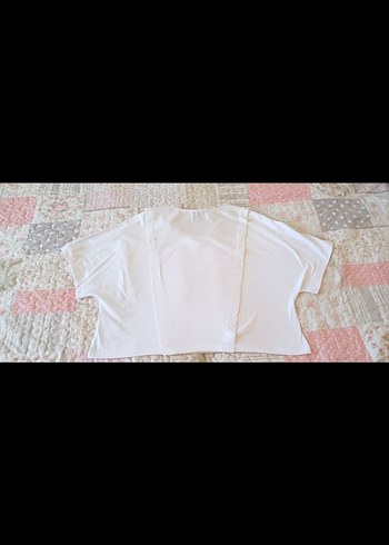 IPEKYOL Düğmeli Kısa Kollu Beyaz Hamile Bluzu - Görsel 4