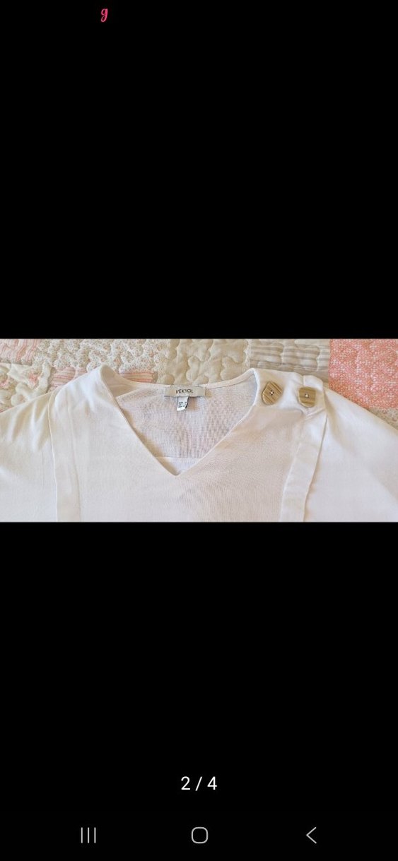 IPEKYOL Düğmeli Kısa Kollu Beyaz Hamile Bluzu - Görsel 2