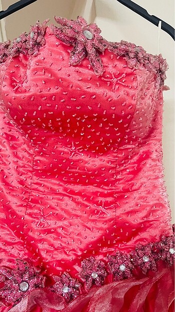 Alfabeta Nişan kına abiye tuvalet straplez nar çiçeği elbise